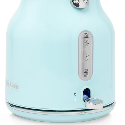 Heritage 1.7 Liter Stainless Steel Retro Electric Tea Kettle with Auto Shutoff and Dry Boil Protection (Turquoise & Chrome)