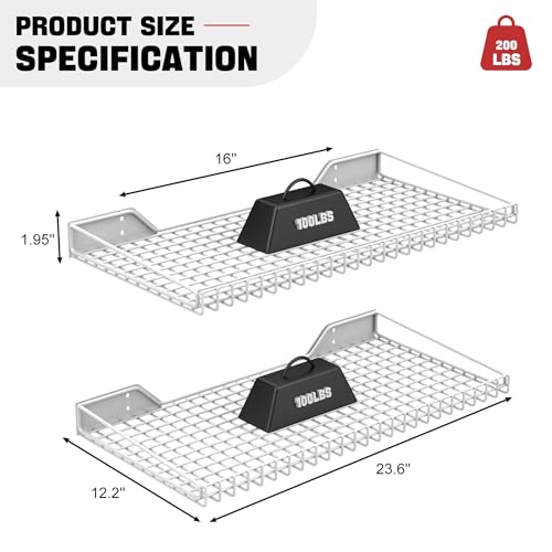 Wall Mounted Storage Shelf for Garage (White)