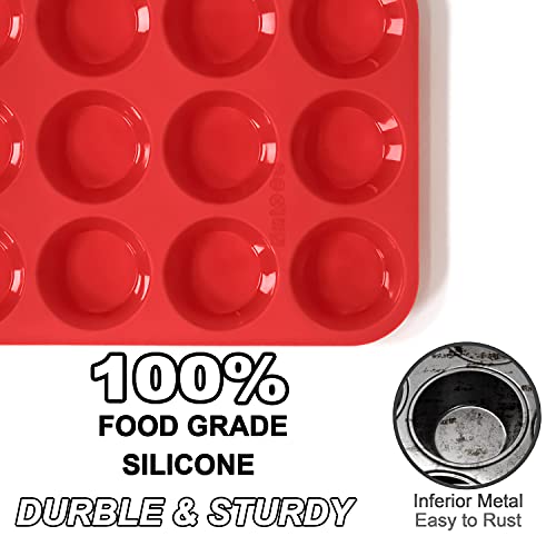 Silicone Muffin Pan Set (2Pack 12cups+24cups)