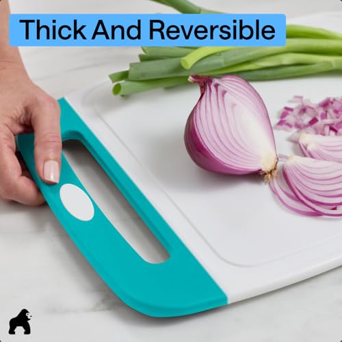 BPA Free Reversible Kitchen Cutting Board (Turquoise/White / Large (Pack of 3))