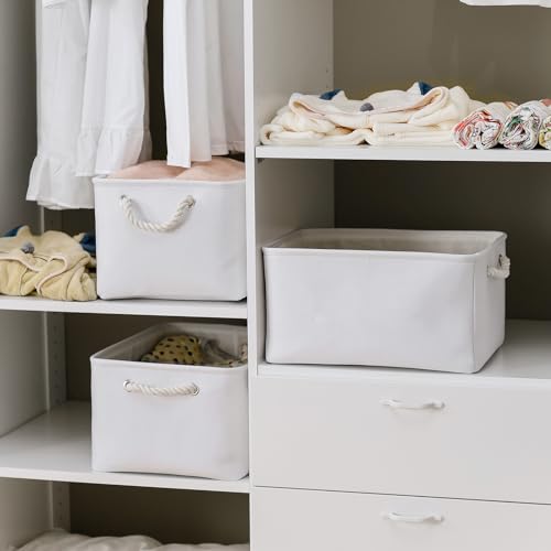 Fabric Storage Bin (White Color / Large - 15.7Lx11.8Wx8.3H)