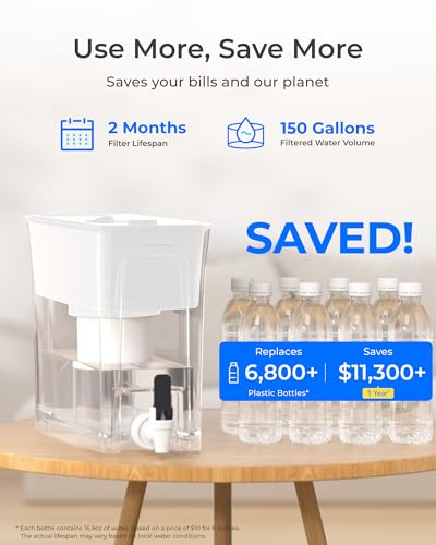 WFD-02W 35-Cup Water Filter Dispenser, Fluoride Reduction, White (White)
