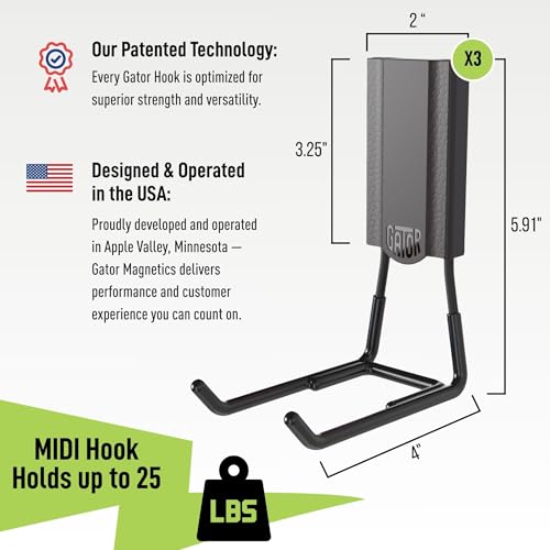 MIDI 4 in Black Open Hooks (4" - Black - 3 Pack / Open Hooks)