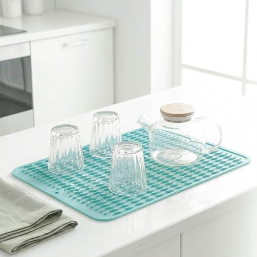 Silicone Dish Drying Mat (Mint / 16"L x 12"W)