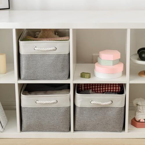 Storage Baskets for Organizing (White&Grey / 3PCS/X Large -17.7Lx13.8Wx9.8H)