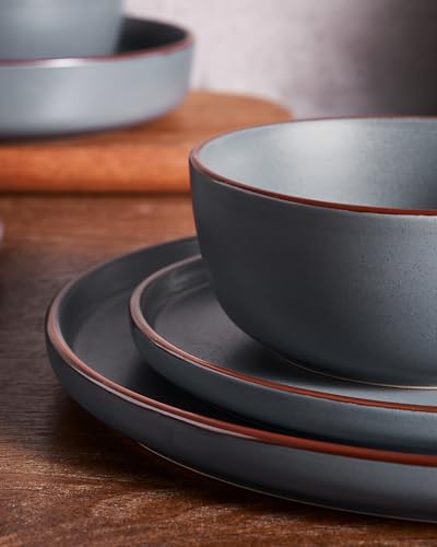 Mercury 24 Piece Stoneware Dinnerware Set (Charcoal / Service for 8 (Standard Dinner Set))