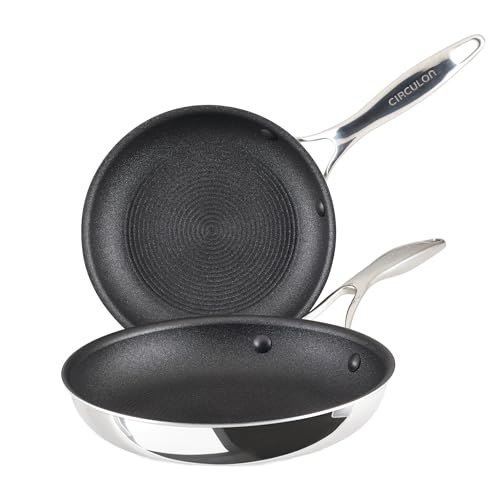 C1 Series Clad Stainless Steel with ScratchDefense Technology Cookware Nonstick Induction Frying Pans (Set (8.5-Inch & 10-Inch))