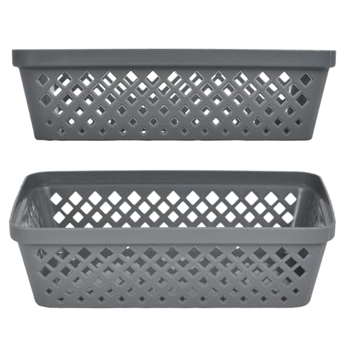 Plastic Storage Basket Set (Grey / Medium)