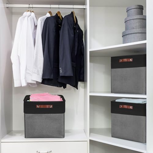 13x13 Cube Storage Bins (Gray / Black / Cube - 13"x13"x13")