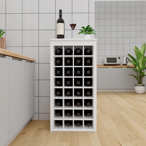8 Tier Freestanding Wine Rack Wood (32 Bottles / White)
