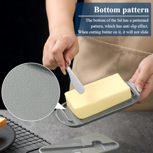 Butter Dish with Lid for Countertop and Refrigerator Door Shelf with Butter Spreader Knife