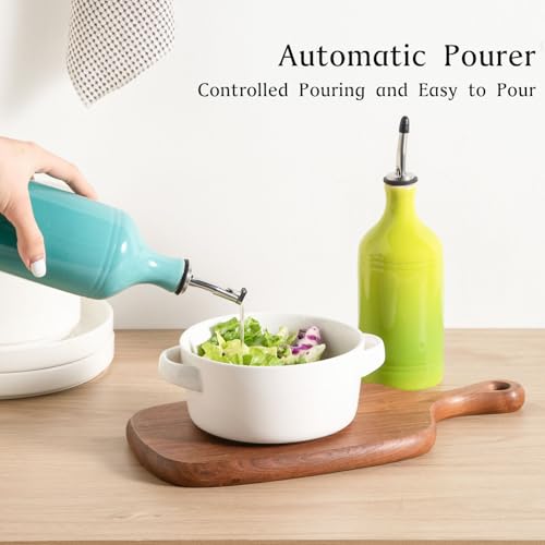 Sweejar Ceramic Olive Oil Dispenser Bottle Set (15.5 oz, Set of 2 / GradientBlueGradientGreen)