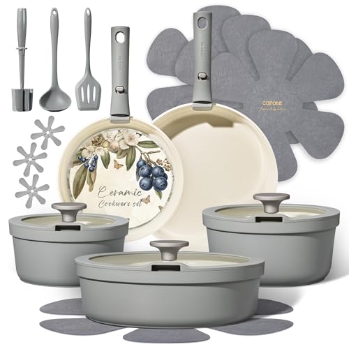 20pcs Ceramic Cookware Sets (Gray / 20 PCS)