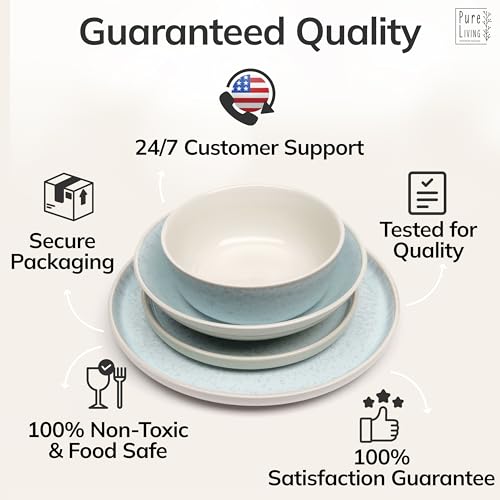 32 Piece Stoneware Dinnerware Set for 8 (Light / Beige Blue / Set for 8 (32pcs))