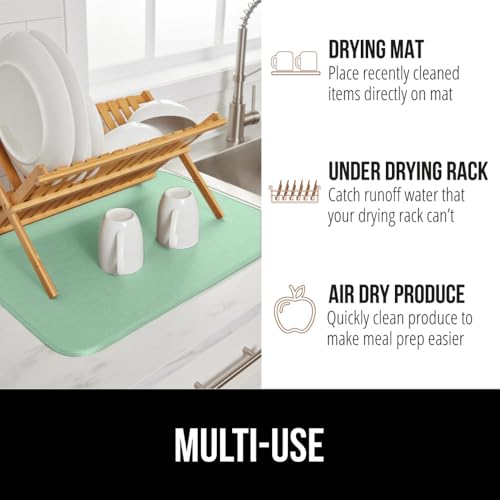 Ultra Absorbent Microfiber Dish Drying Mat (18" x 32" / Microfiber / Mint)
