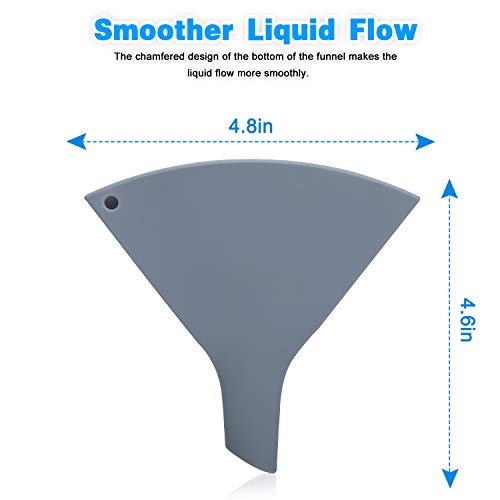 Fan Shaped Silicone Funnel for Filling Bottles Collapsible Funnel for Kitchen Use Foldable Funnels for Water Bottle Liquid Transter Food Grade for PowderFDA Gray (Grey)