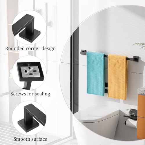 28 Inch Towel Bar for Bathroom Wall Mounted (Single 28 Inch(Assemble) / Matte Black)