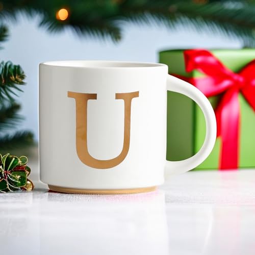 Monogram Ceramic Mugs (gold-U)