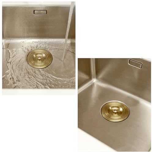 3-1/2 Inch Brass Sink Drain, Durable Stainless Steel Brass Kitchen Sink Drain Assembly Kit with Sink Strainer Waste Basket/Strainer Assembly/Sealing Lid for Standard Kitchen Sink
