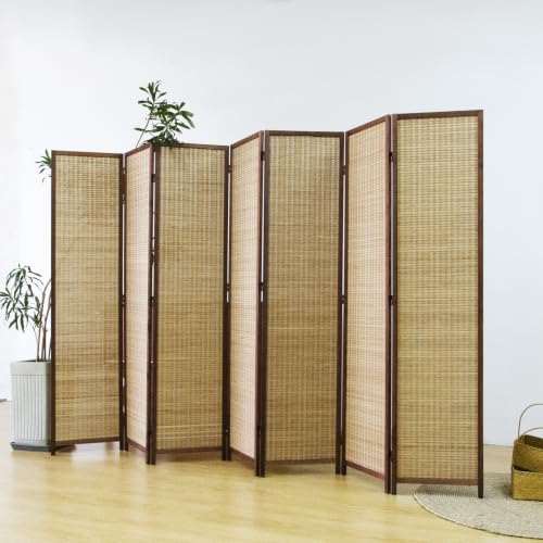 7 Panel Bamboo Room Divider Screen (Brown / 7 Panel)