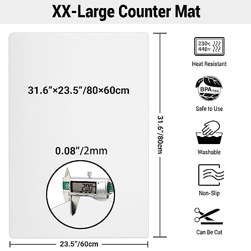 31.6x23.5in 2mm Silicone Mats for Kitchen Counter (Translucent / 31.6"L x 23.5"W)