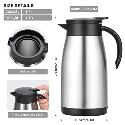 34oz Insulated Coffee Carafe with Handle (Silver / 34 oz)