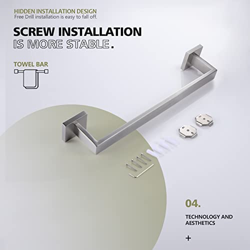 16 Inch Single Towel Bar (Brushed Steel / 16-Inch)