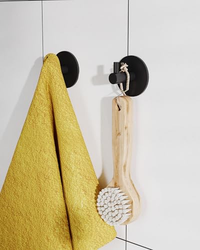 Black Paper Towel Holder Under Cabinet with 2 Hooks Self Adhesive (Matte Black / Holder with 2 Hooks)
