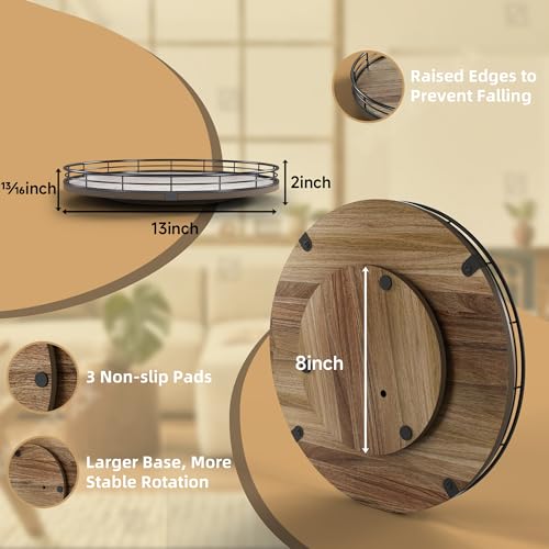 Acacia Wood 13" Lazy Susan Turntable Organizer for Table Top