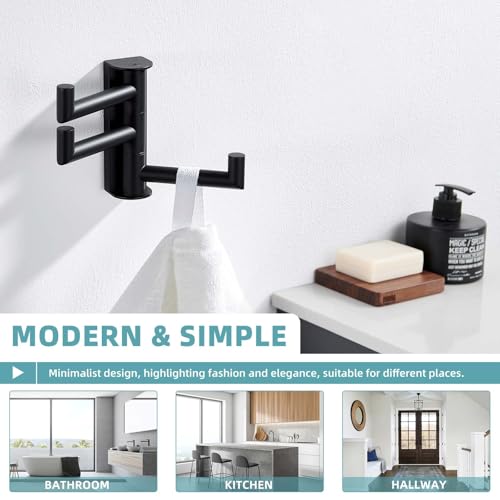 Swivel Towel Hook with 3 Arms (1 Pack / Matte Black)
