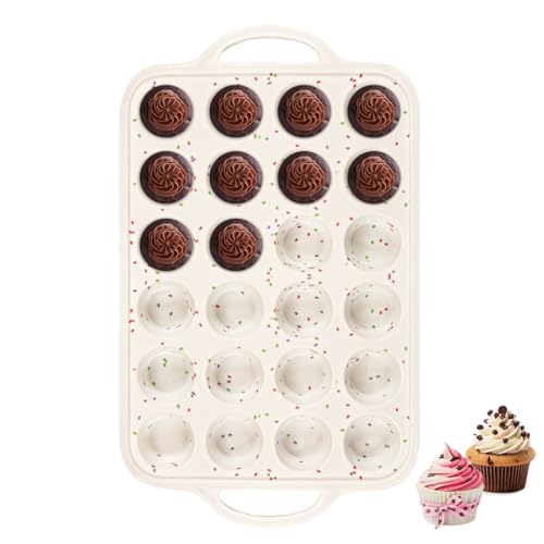 Silicone Mini Muffin Pan With Metal Reinforced Frame (Mini: 24 Cups×1pack)