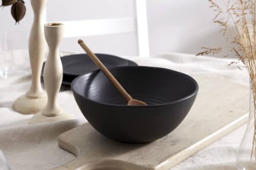 Black Ridge Piece Dinnerware Set (Black / 12-Piece Dinnerware Set)