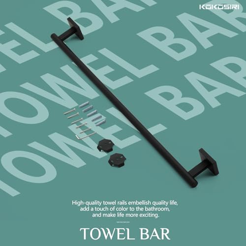 Towel Rails Bathroom Towel Bars Matte Black 24 Inch Bath Towel Holder for Cabinet Kitchen Wall Stainless Steel B4005BK (Matte Black / 24-Inch)