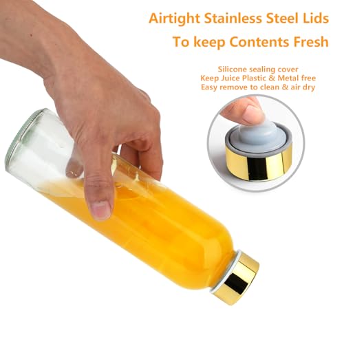 18 oz Glass Juice Bottles with Gold Lids
