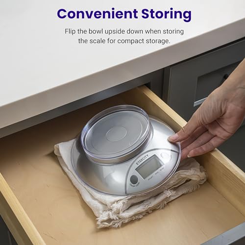 Food Kitchen Scale with Bowl (Stainless Steel-Gray / 11lb / 11lb)