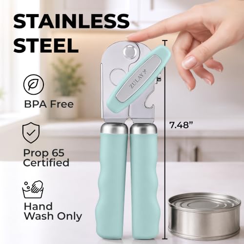 Stainless Steel Swing Open Manual Can Opener Comfortable Grip (Mint / Swing Open)