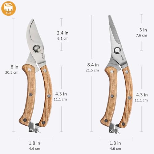 8” Wood Handle Garden Scissors (8"WoodHandleShearsSet(E023))