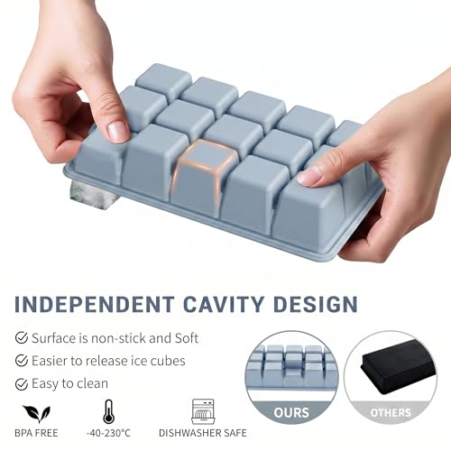 Silicone Ice Cube Tray 2 Pack (Ice Cube Tray 2 Pack / Blue+Blue)