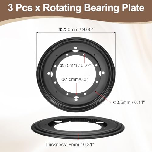 3Pcs 9 Inch Rotating Bearing Plate (Black / 9 Inch)