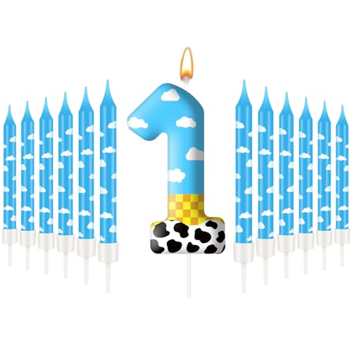 13PCS Toy Inspire Game Story Birthday Candles Set for Kids (Blue+White+Yellow+Black / 1)