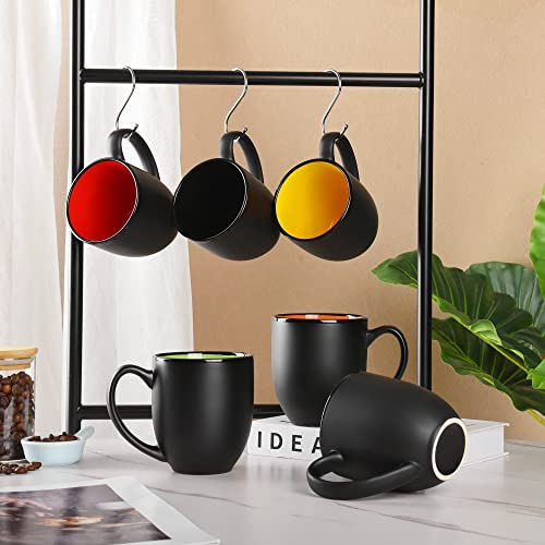 16oz ceramic Coffee Mug Sets with Large Handles Matte Black Porcelain Mug Multiple colors Cups for Coffee (16oz)