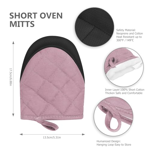 1 Pair Short Oven Mitts (Pink)