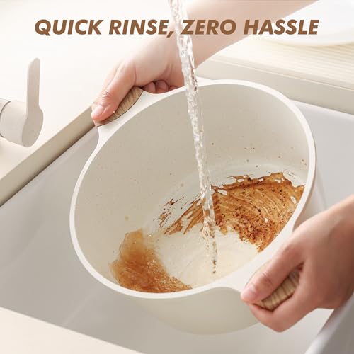 Ceramic Nonstick Stock Pot with Lid (7 Quart / Antique White)