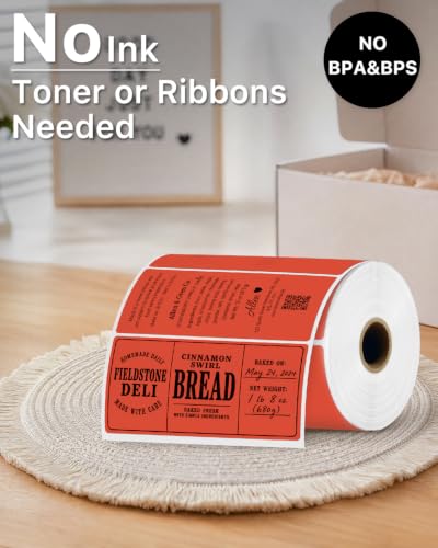 4x2 Inch Thermal Labels (4"x2" / Red)