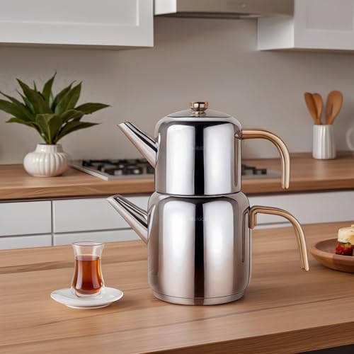 New Mira Turkish Tea Set for Stovetop (Gold)