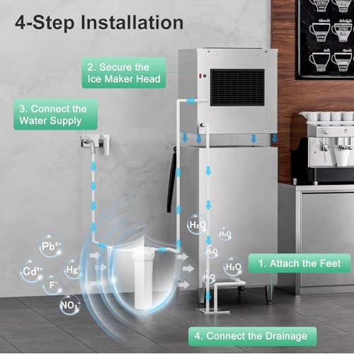 Commercial Ice Maker (Silver / 29"D x 22"W x 66"H)