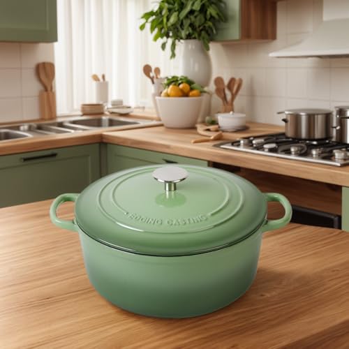 Enameled Cast Iron Dutch Oven Pot With Lid (Pistachio Green / 5.5QT)