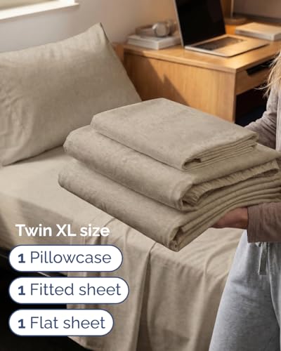 Twin XL 3 Piece Sheet Set (38 - Heathered Beige / Twin XL)