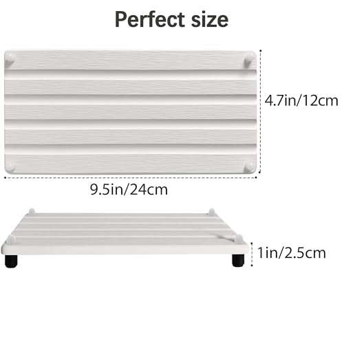 2 PCS Water Absorbing Stone Trays for Bathroom Sink Fast Drying Coasters (9.5" X 4.7" White)