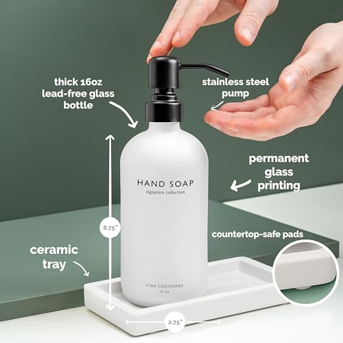 Glass Soap Dispenser Set (White Bottle / Matte Black Pump)
